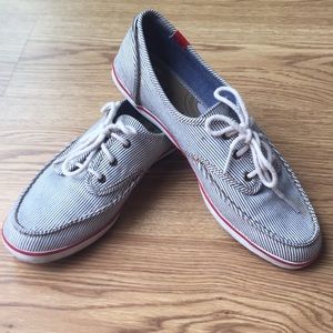 Keds Blue & White Stripe Boat Shoe Women’s size 8
